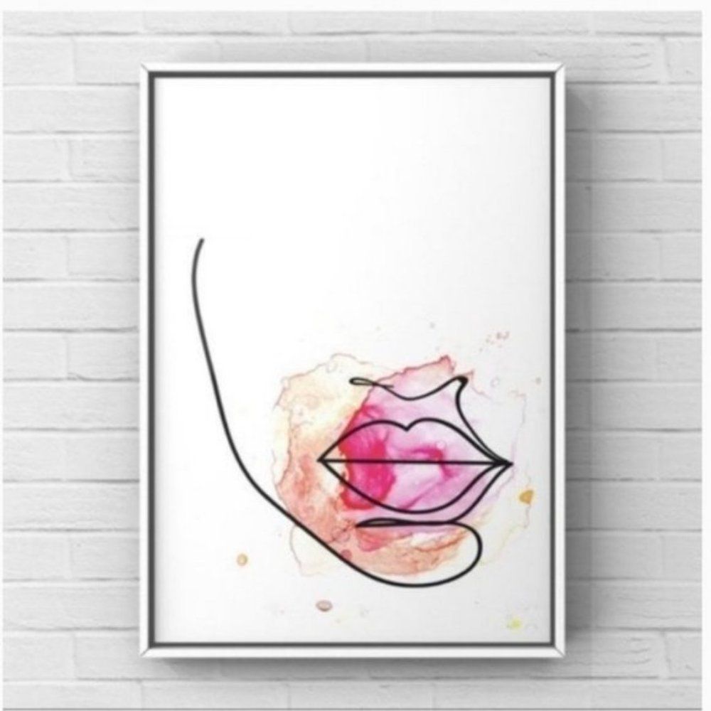 Modern minimalist women face line art print